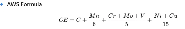 AWS and IIW Carbon Equivalent formula for CE calculation in welding metallurgy