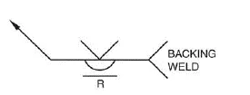 AWS welding symbol tail example 2 showing filler metal classification and non-destructive testing requirement in the tail of the welding symbol