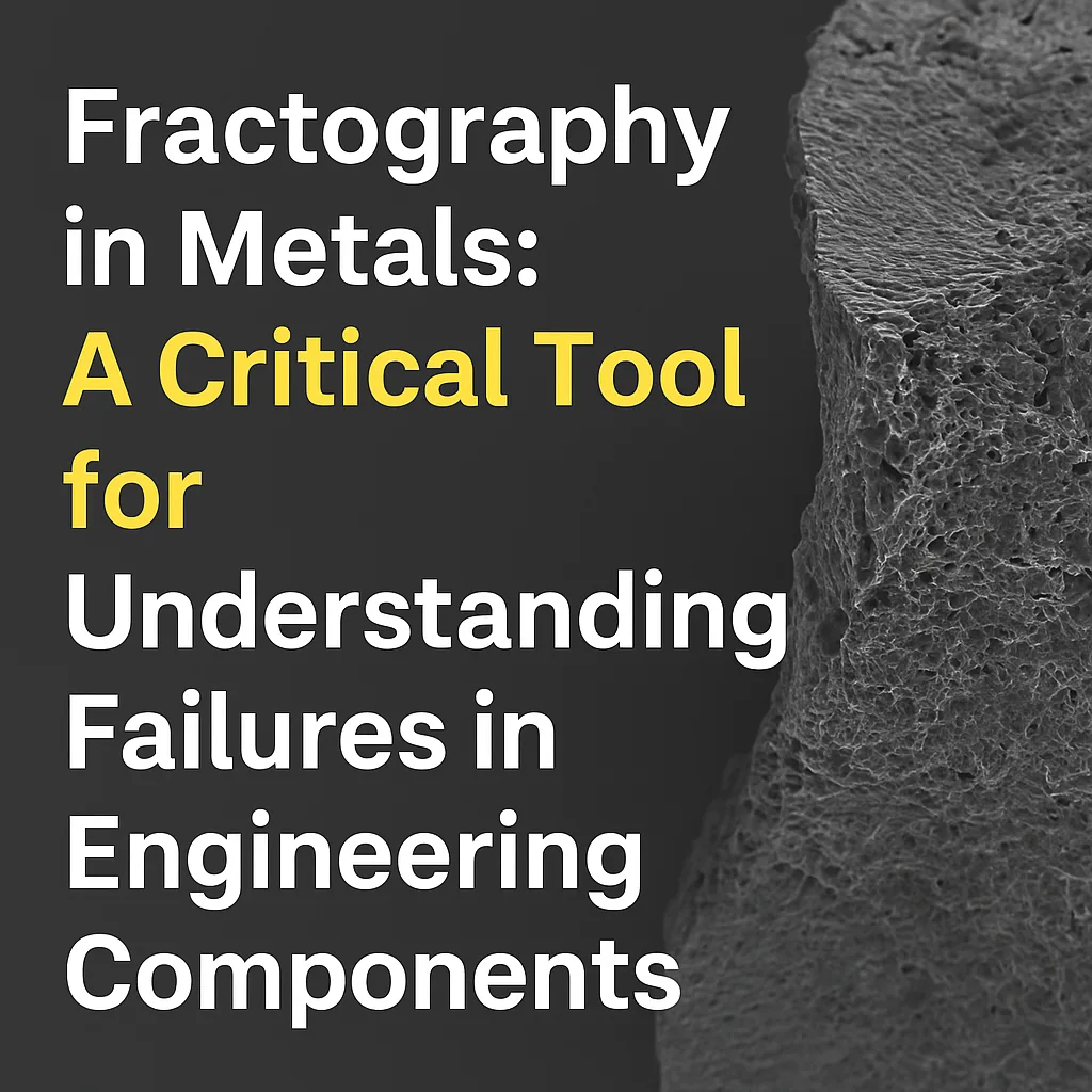 Fractography fracture surface analysis of a metal component showing fatigue marks and fracture zones