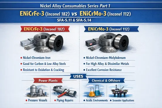 Nickel alloy consumables comparison infographic