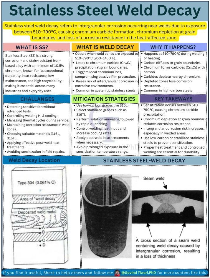 Stainless steel weld decay