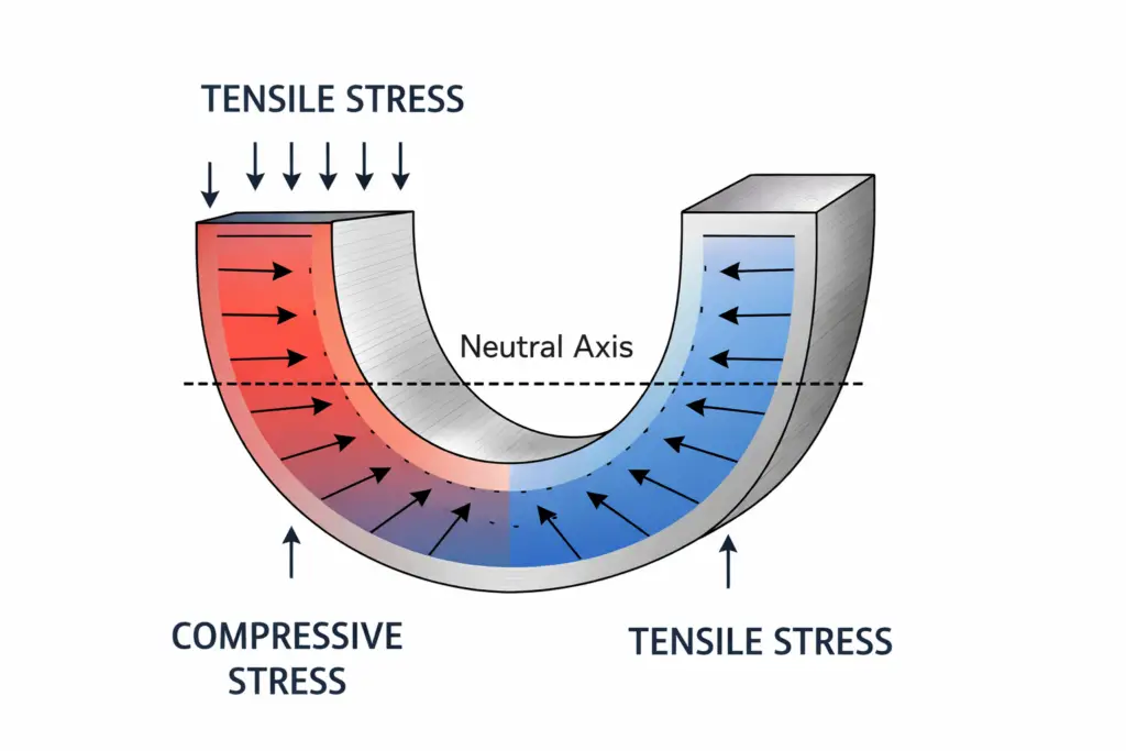 Bend test stress distribution illustration