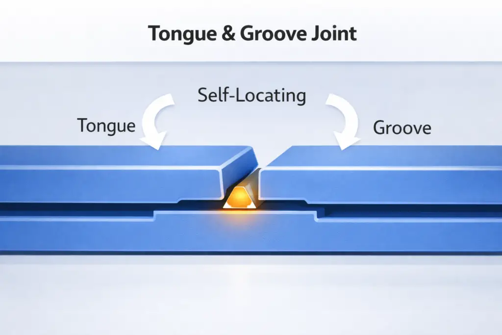 Tongue and groove joint in ultrasonic welding