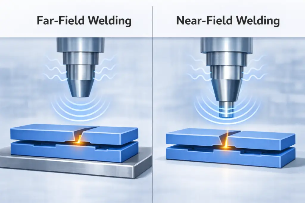  Side-by-side visuals of far-field vs near-field welding