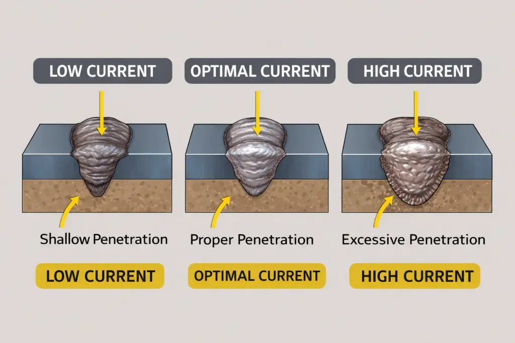 Comparing weld bead penetration levels