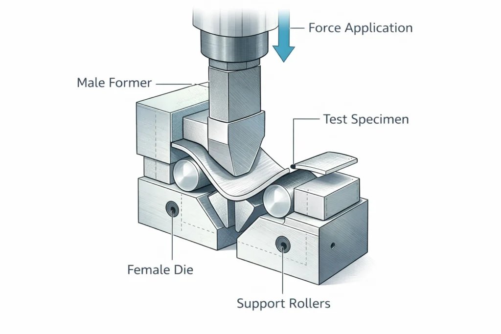 Guided bend test jig illustration