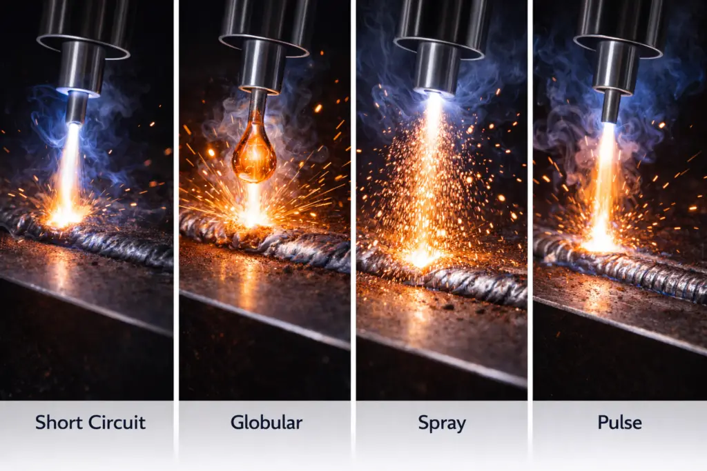 MIG welding arc transfer modes