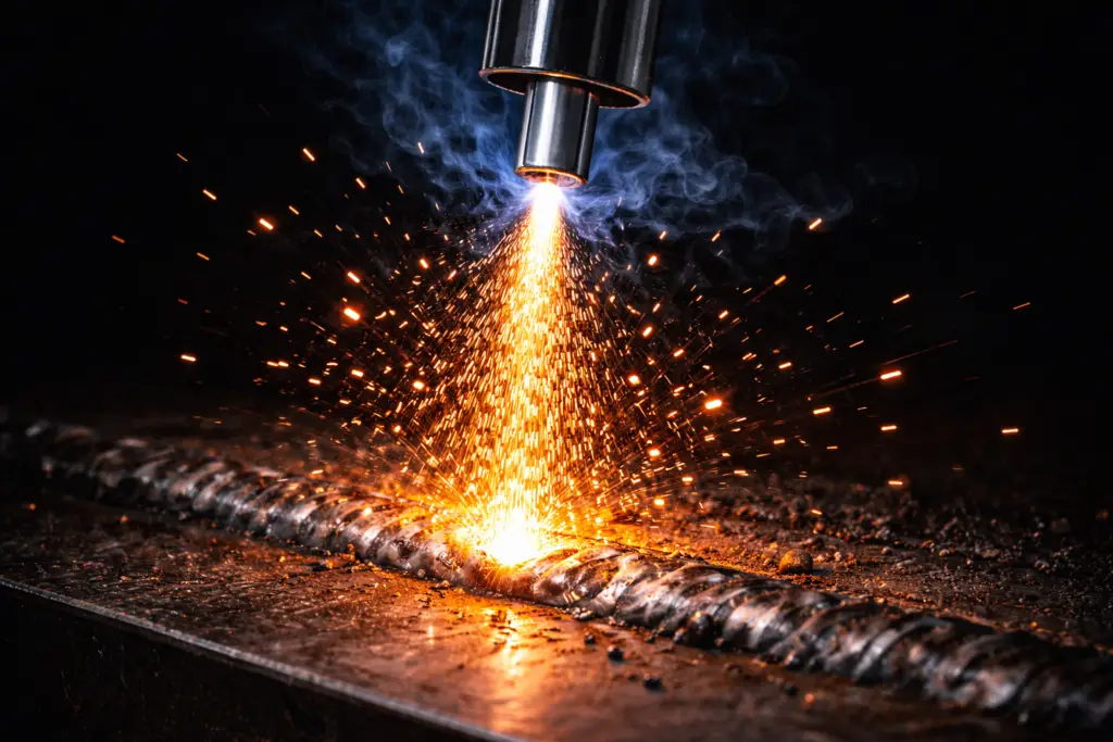 MIG welding in action close-up