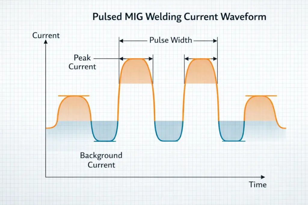 Technical diagram of pulse welding current waveform
