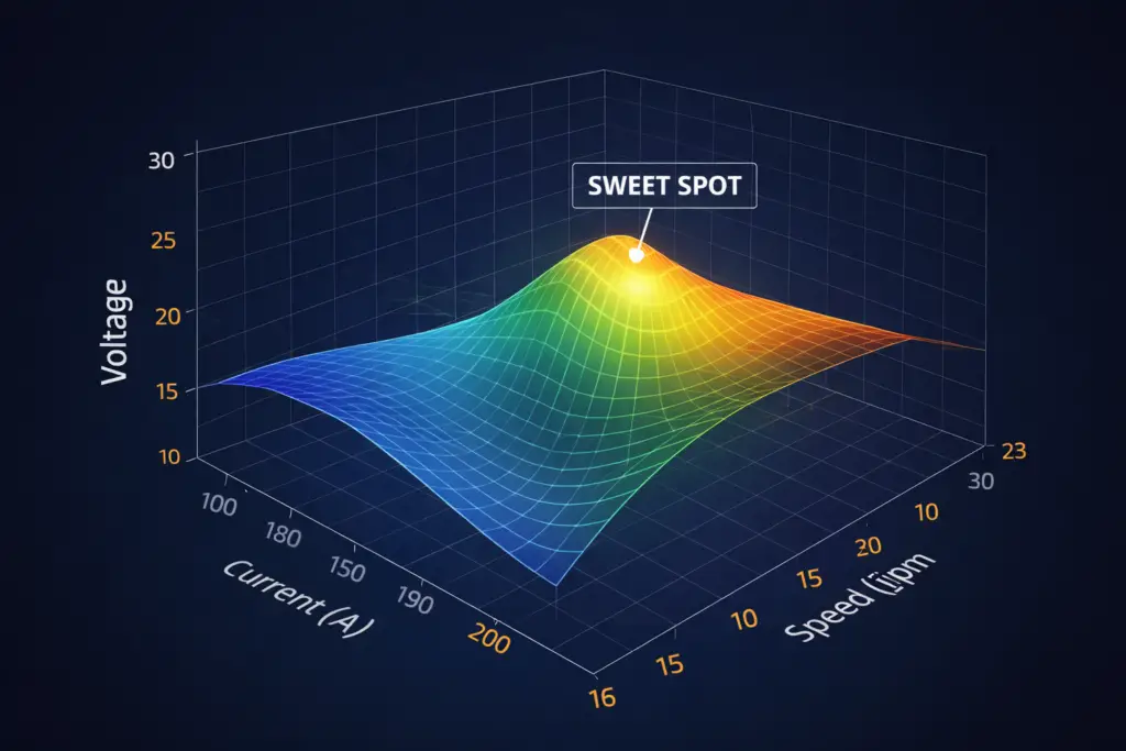Welding parameter interaction graph