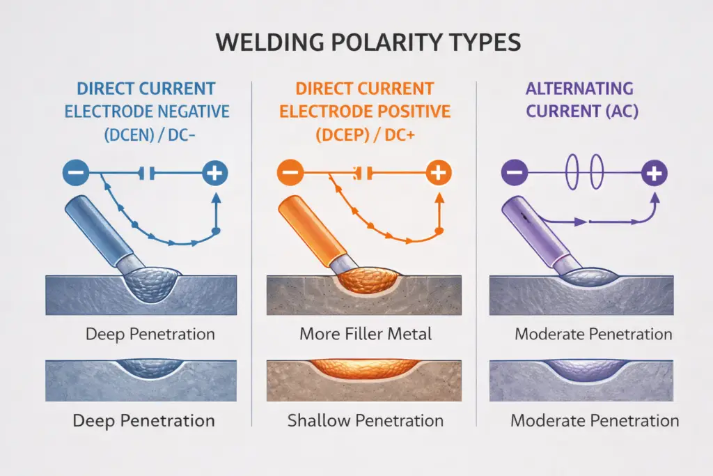 Welding polarity types and patterns