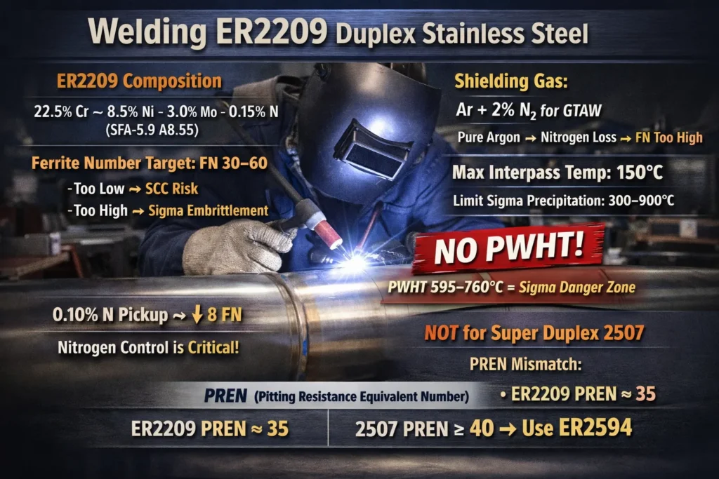 Welding guidelines for ER2209 duplex steel