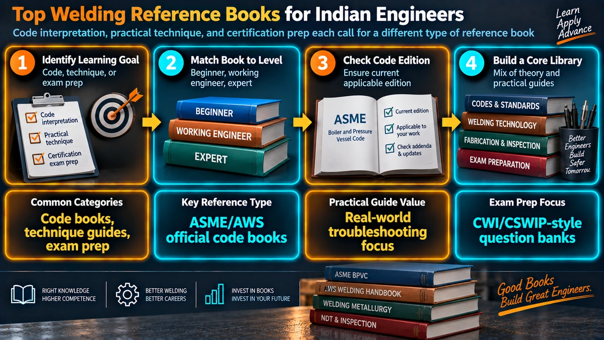 Choosing welding reference books by learning goal and reader level