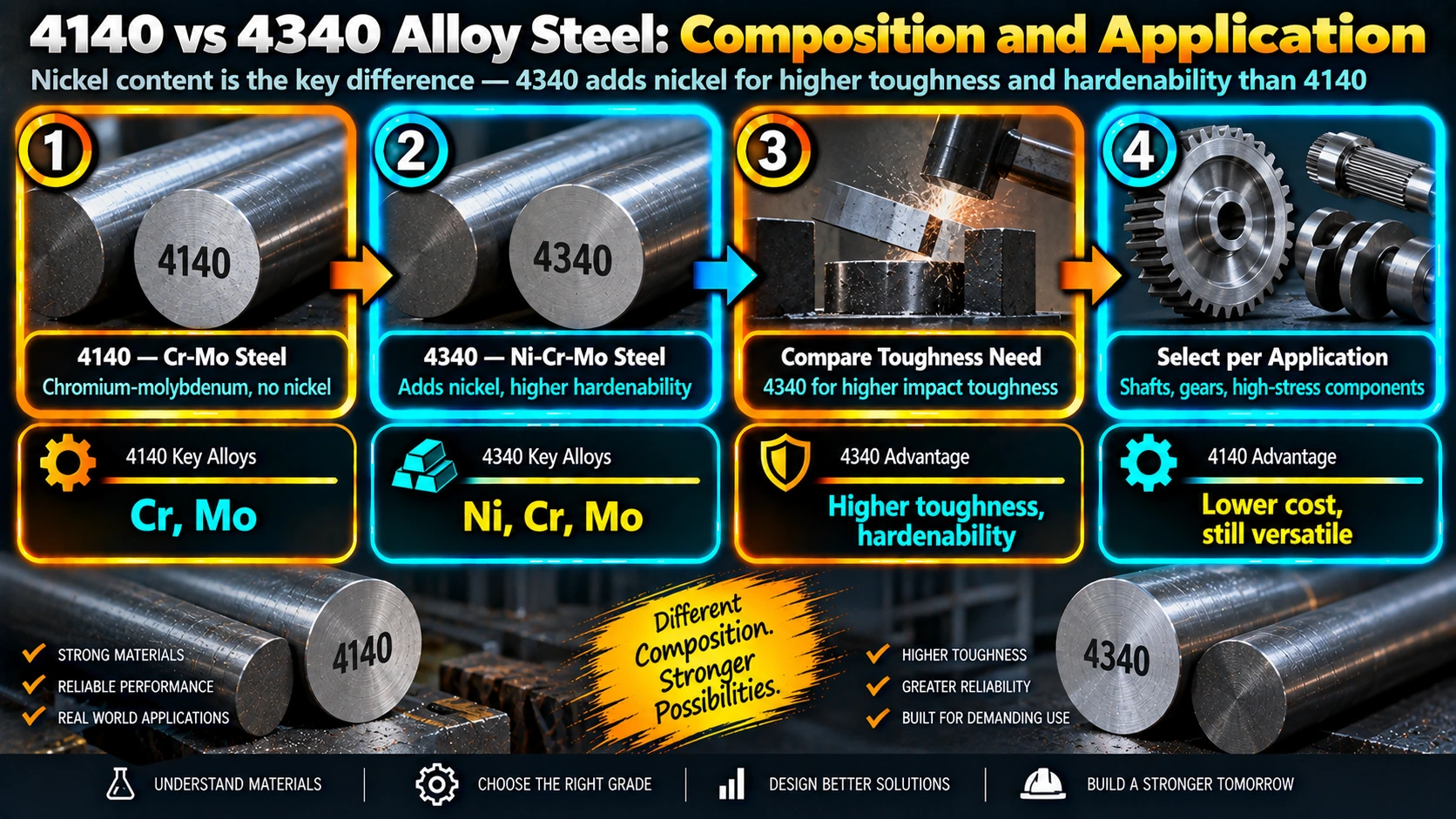 4140 vs 4340 Alloy Steel: Composition and Application