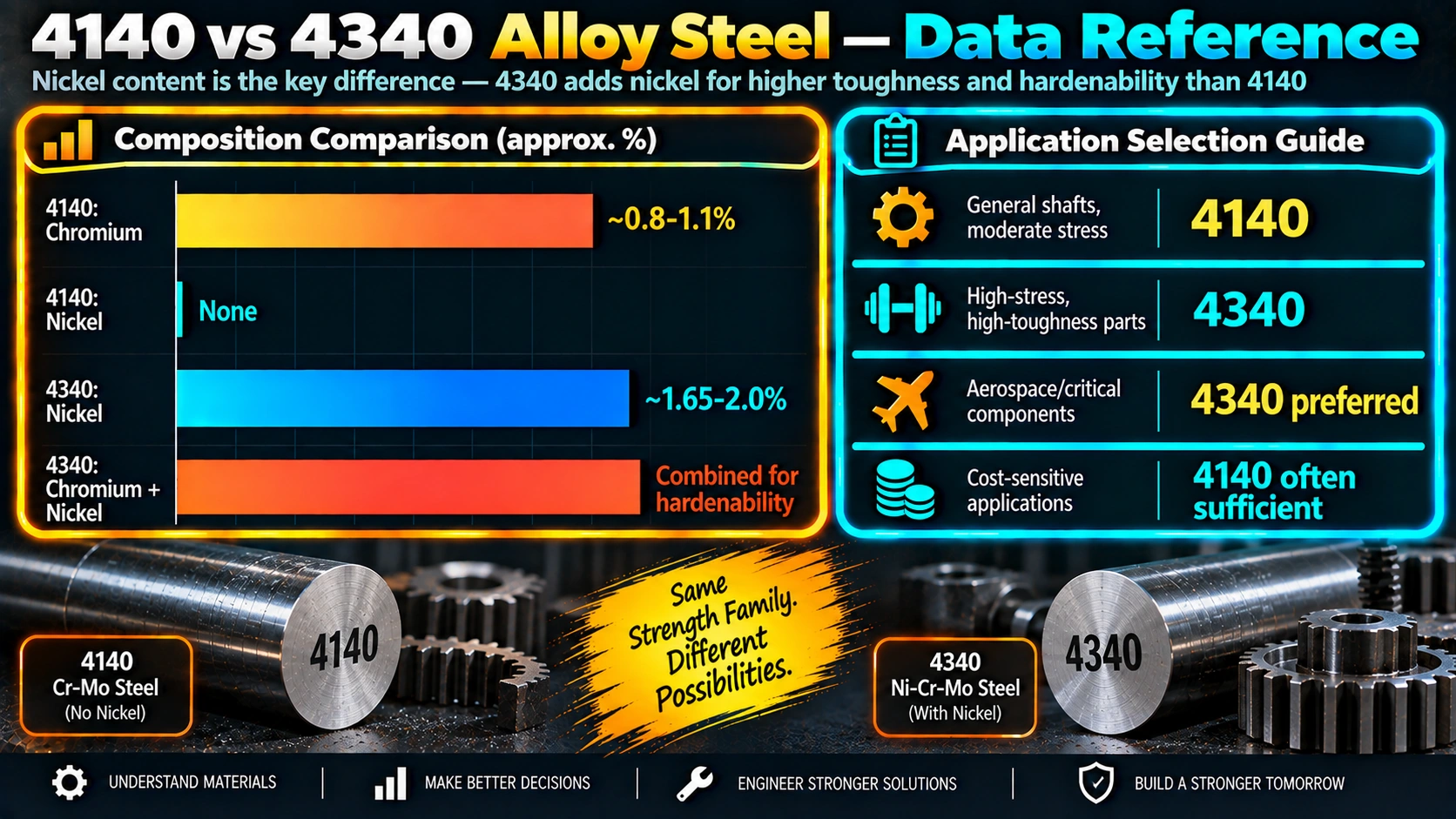 4140 vs 4340 Alloy Steel — Data Reference