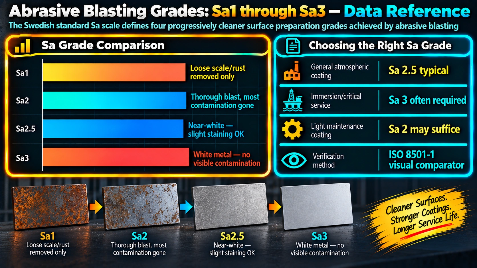 Abrasive Blasting Grades: Sa1 through Sa3 — Data Reference