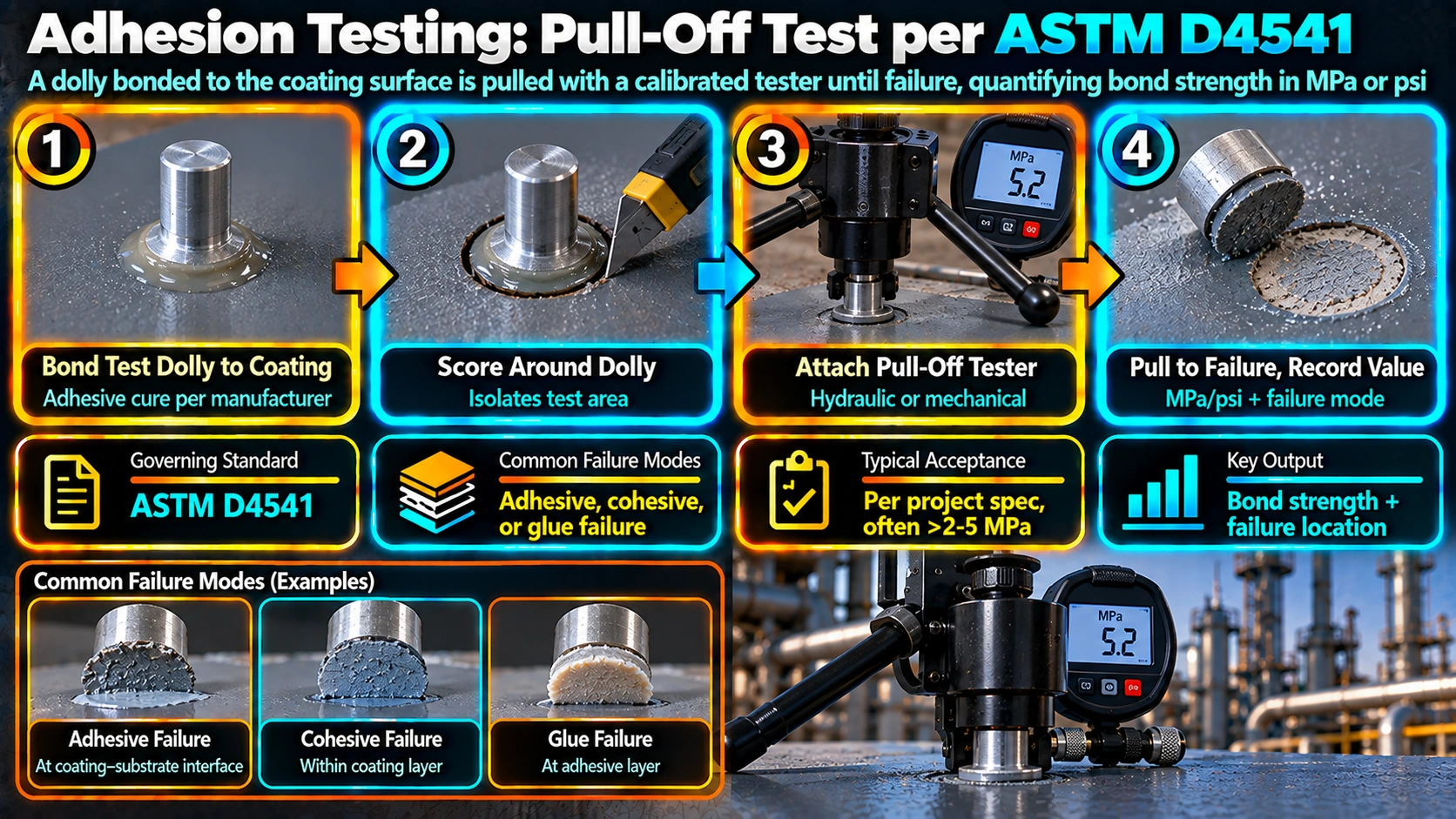 Adhesion Testing: Pull-Off Test per ASTM D4541