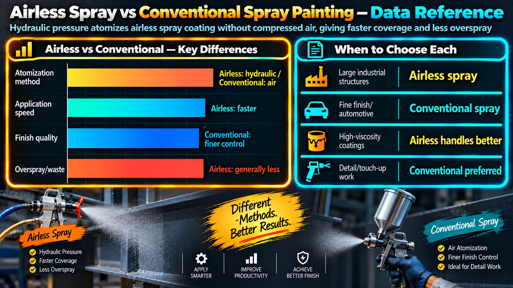 Airless Spray vs Conventional Spray Painting — Data Reference
