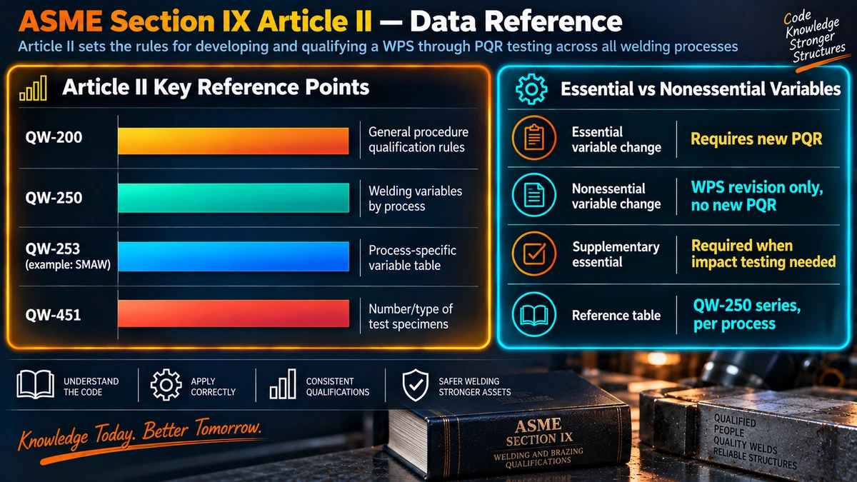 ASME Section IX Article II key reference points and variable types