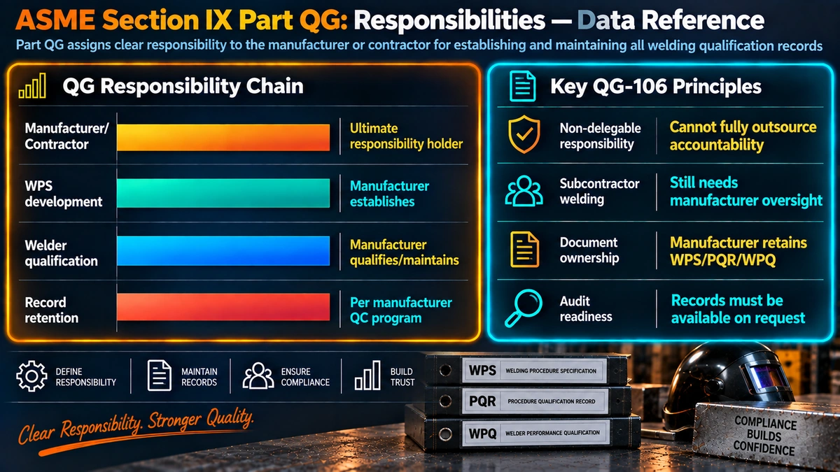 ASME Section IX QG responsibility chain and key QG-106 principles
