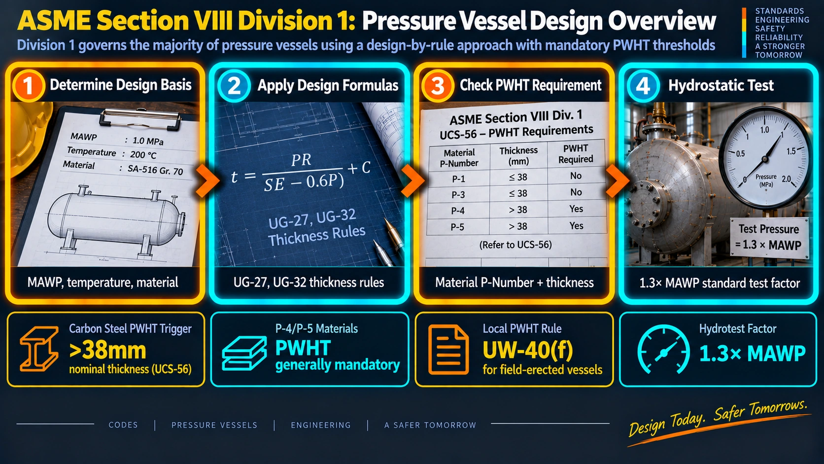ASME Section VIII Division 1 pressure vessel design process from design basis to hydrotest