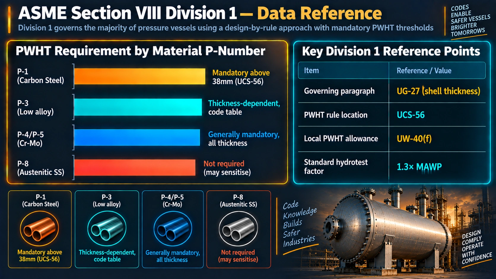 ASME Section VIII Division 1 PWHT requirements by material P-Number