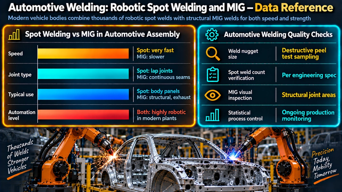 Spot welding versus MIG welding in automotive assembly and quality checks