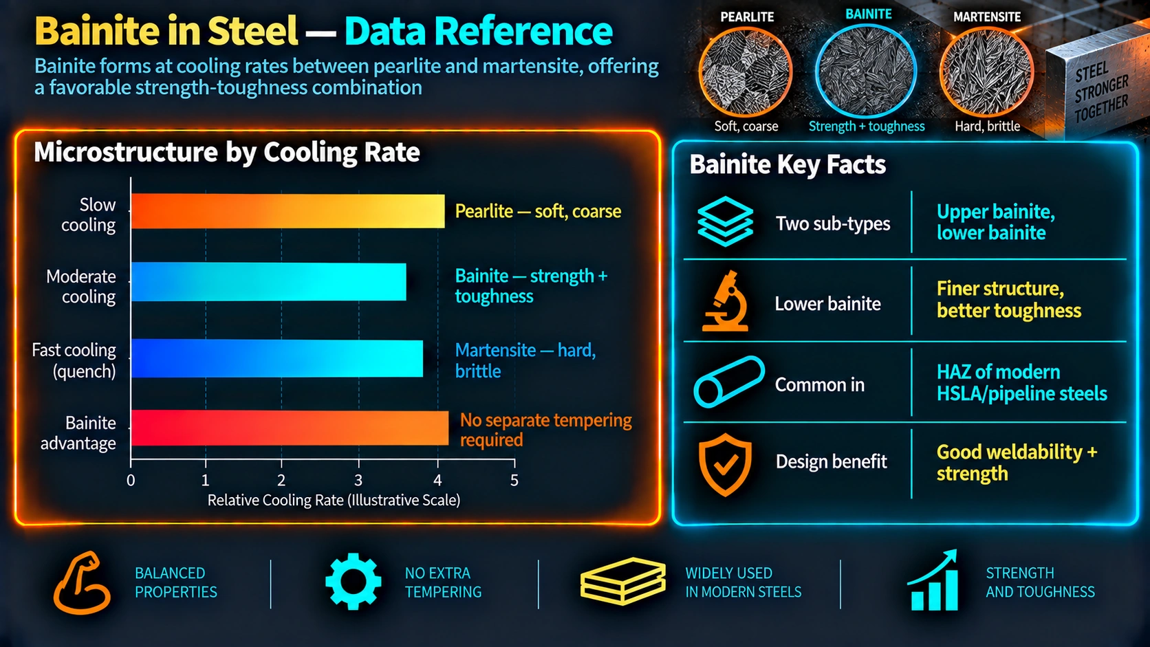Steel microstructure by cooling rate and bainite key facts
