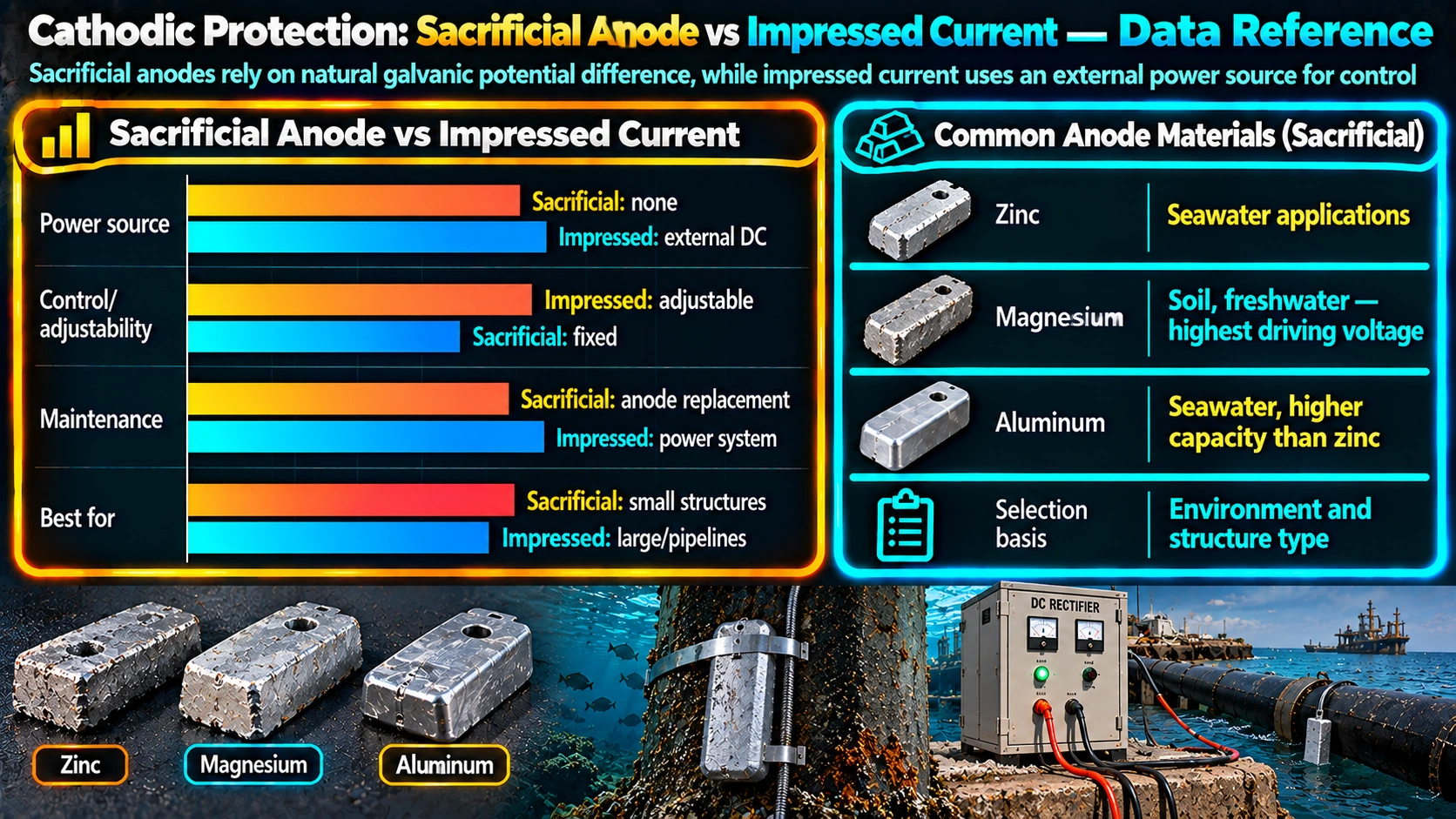 Cathodic Protection: Sacrificial Anode vs Impressed Current — Data Reference