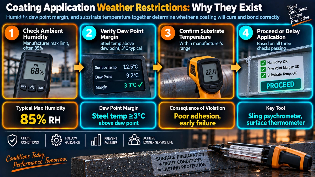 Coating application weather restriction verification process