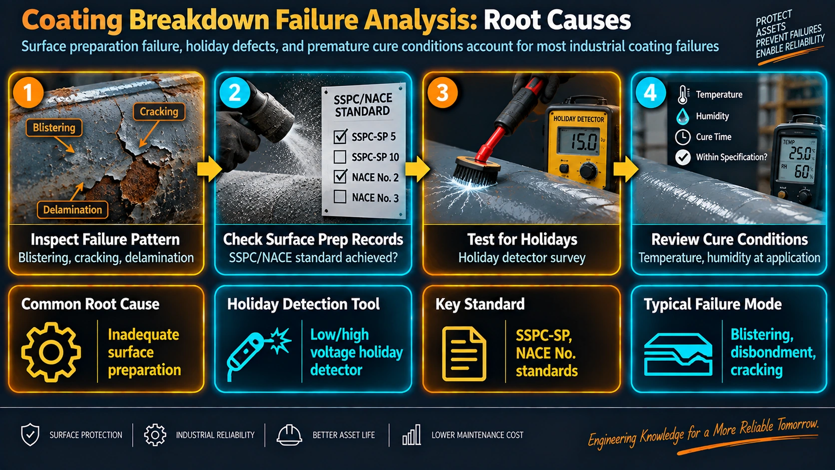 Coating breakdown failure analysis investigation process