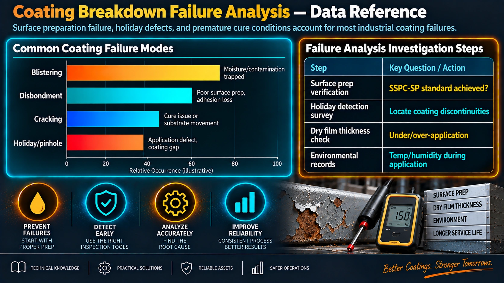 Common coating failure modes and failure analysis investigation steps