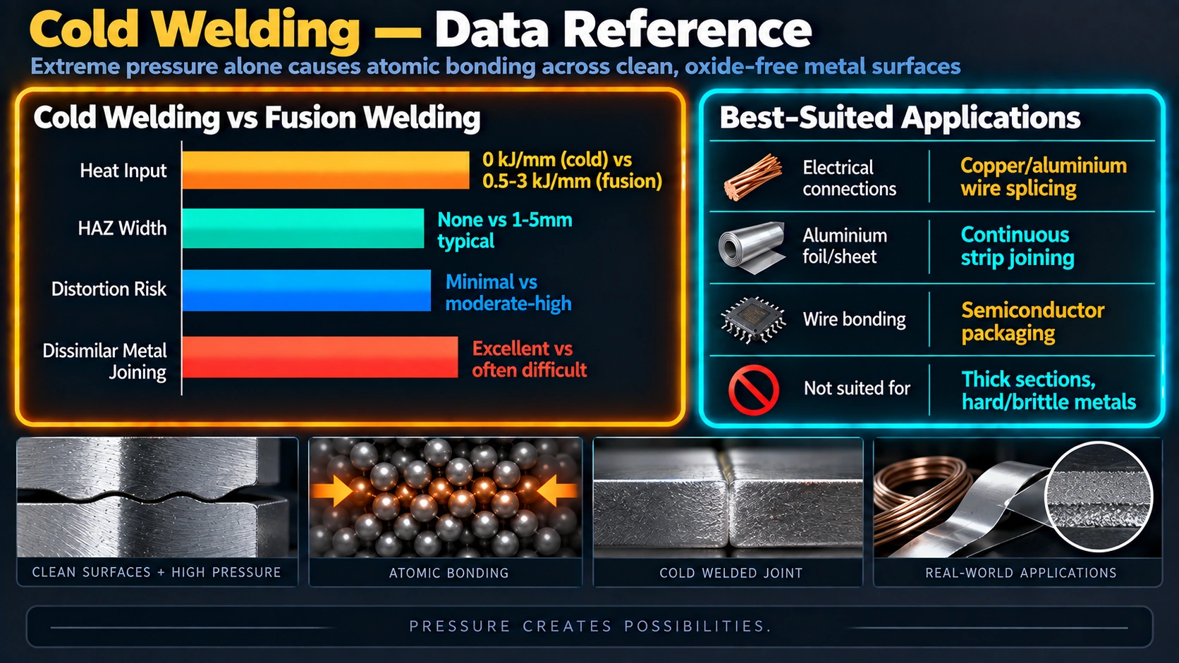 Cold welding versus fusion welding comparison and typical applications