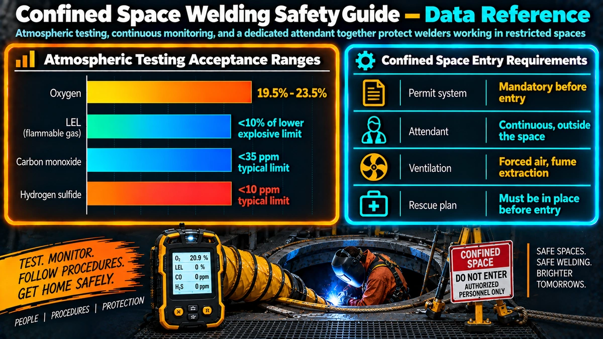 Confined space atmospheric testing acceptance ranges and entry requirements