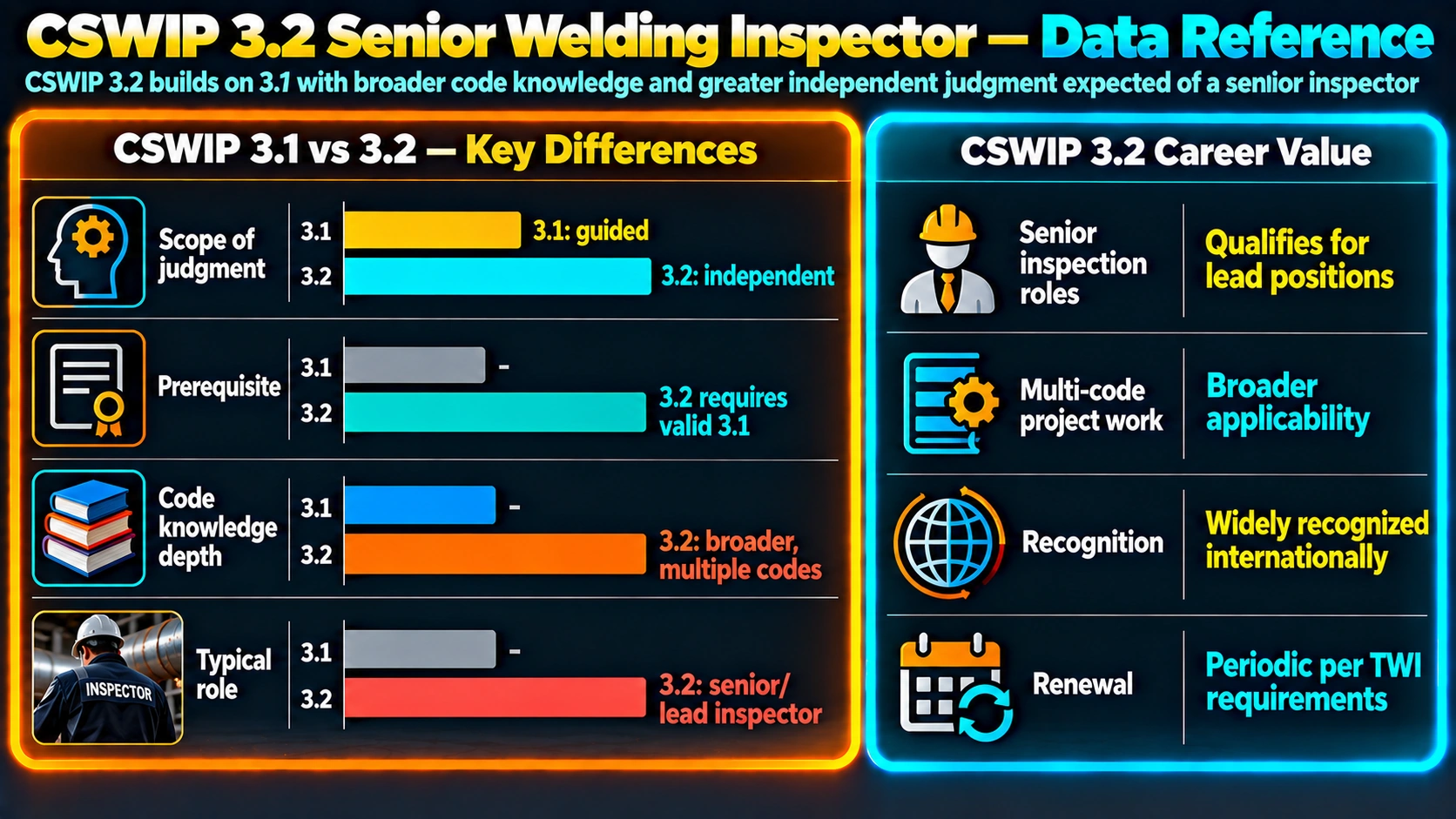 CSWIP 3.2 Senior Welding Inspector — Data Reference