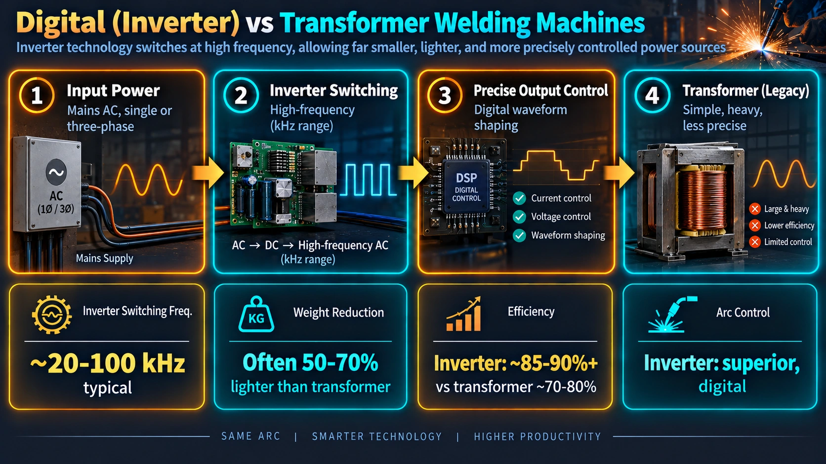 Digital inverter welding machine versus transformer welding machine technology comparison