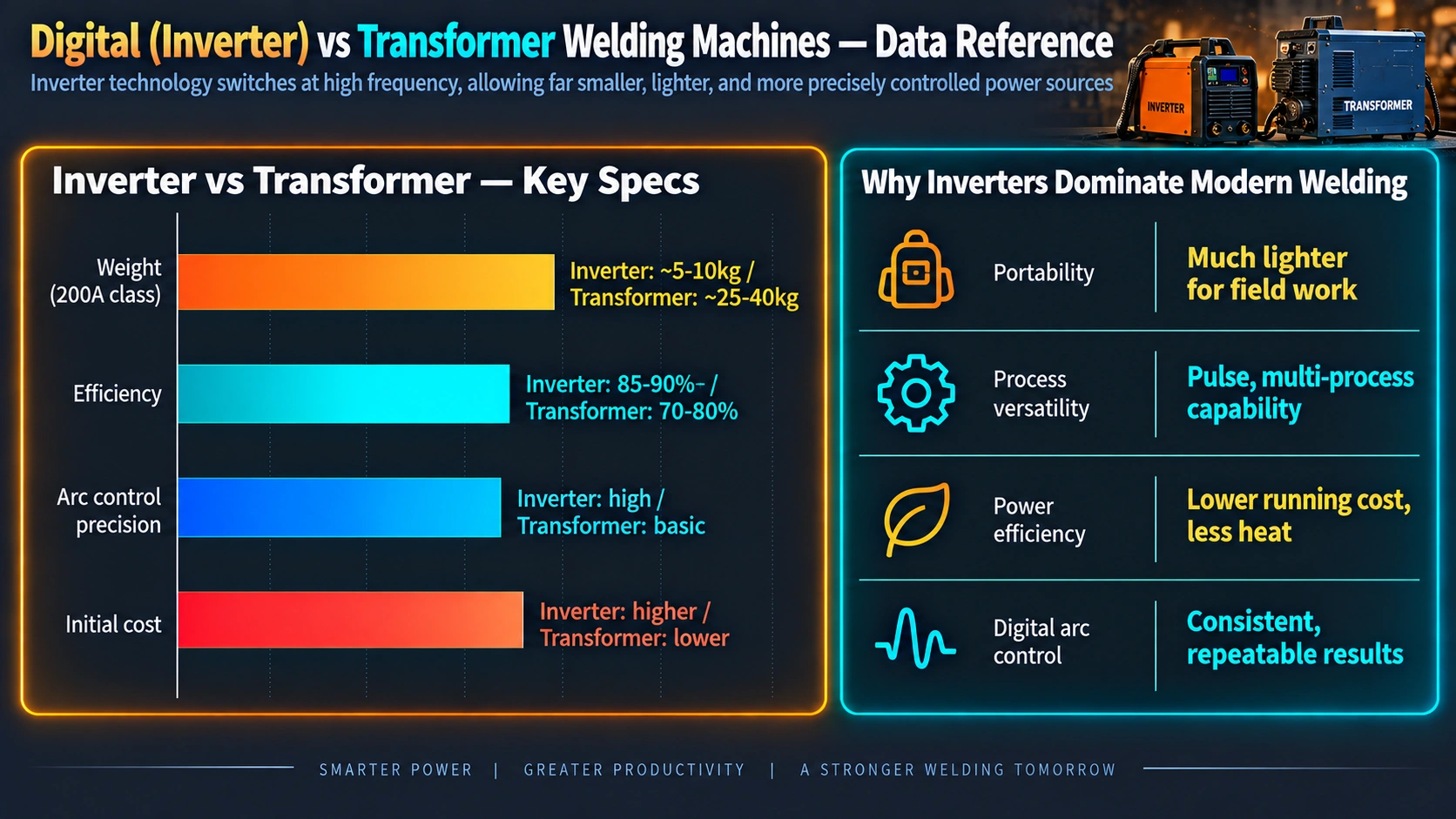 Inverter versus transformer welding machine specifications and why inverters dominate