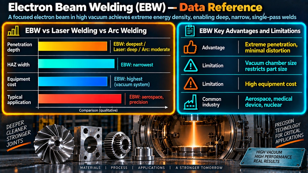 Electron beam welding compared to laser and arc welding