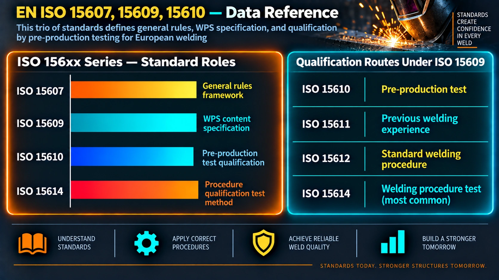 ISO 156xx series standard roles and qualification routes under ISO 15609
