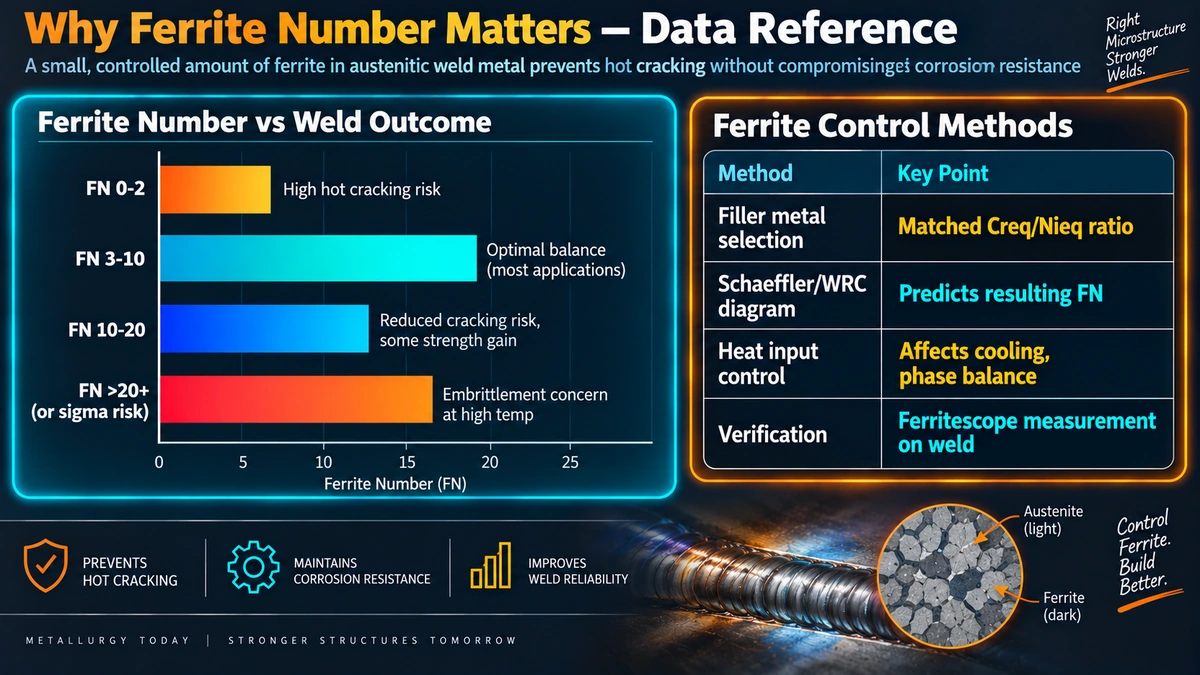 Ferrite number versus weld outcome and ferrite control methods