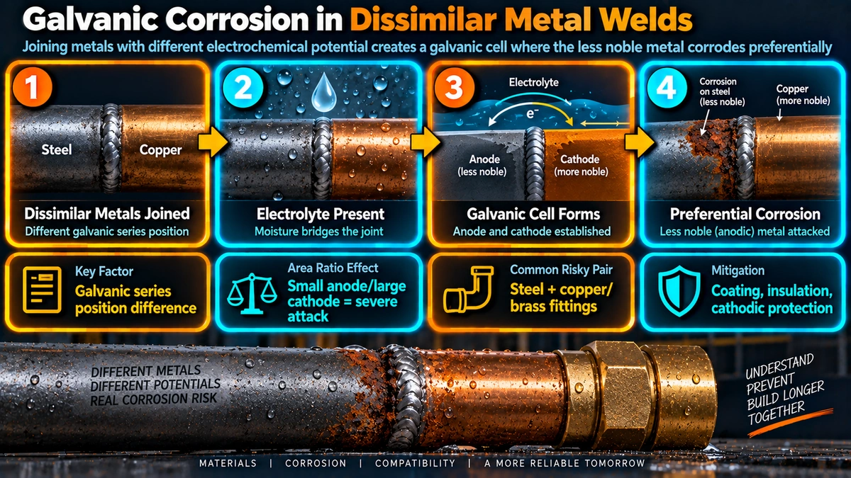 Galvanic corrosion formation process in dissimilar metal welds