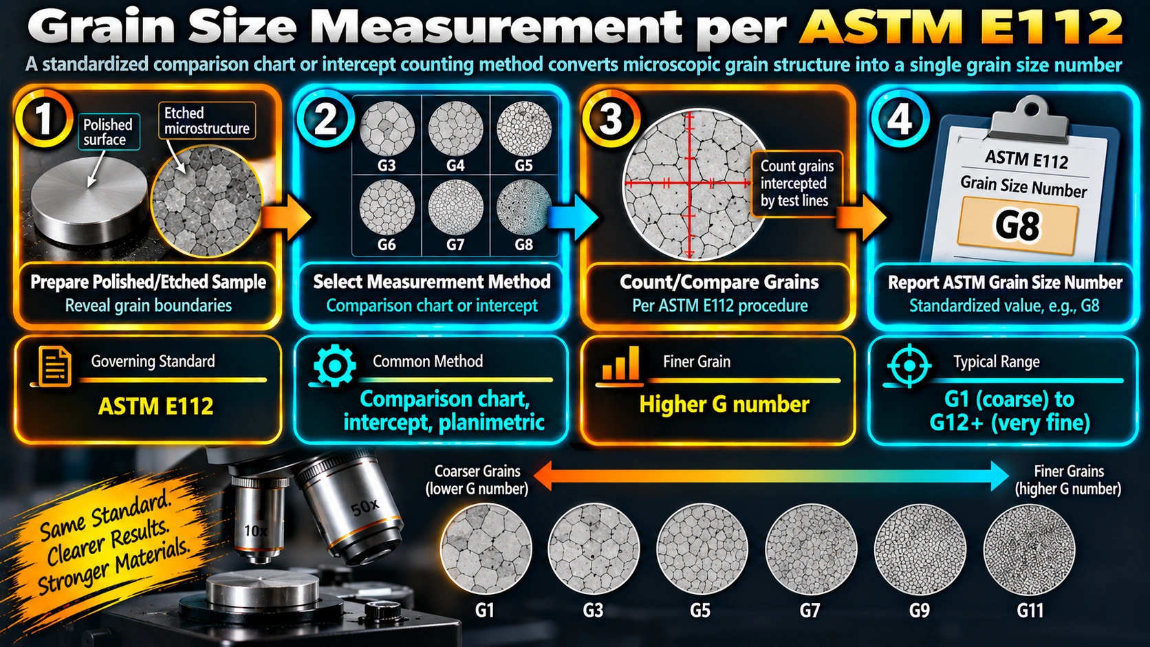 Grain Size Measurement per ASTM E112