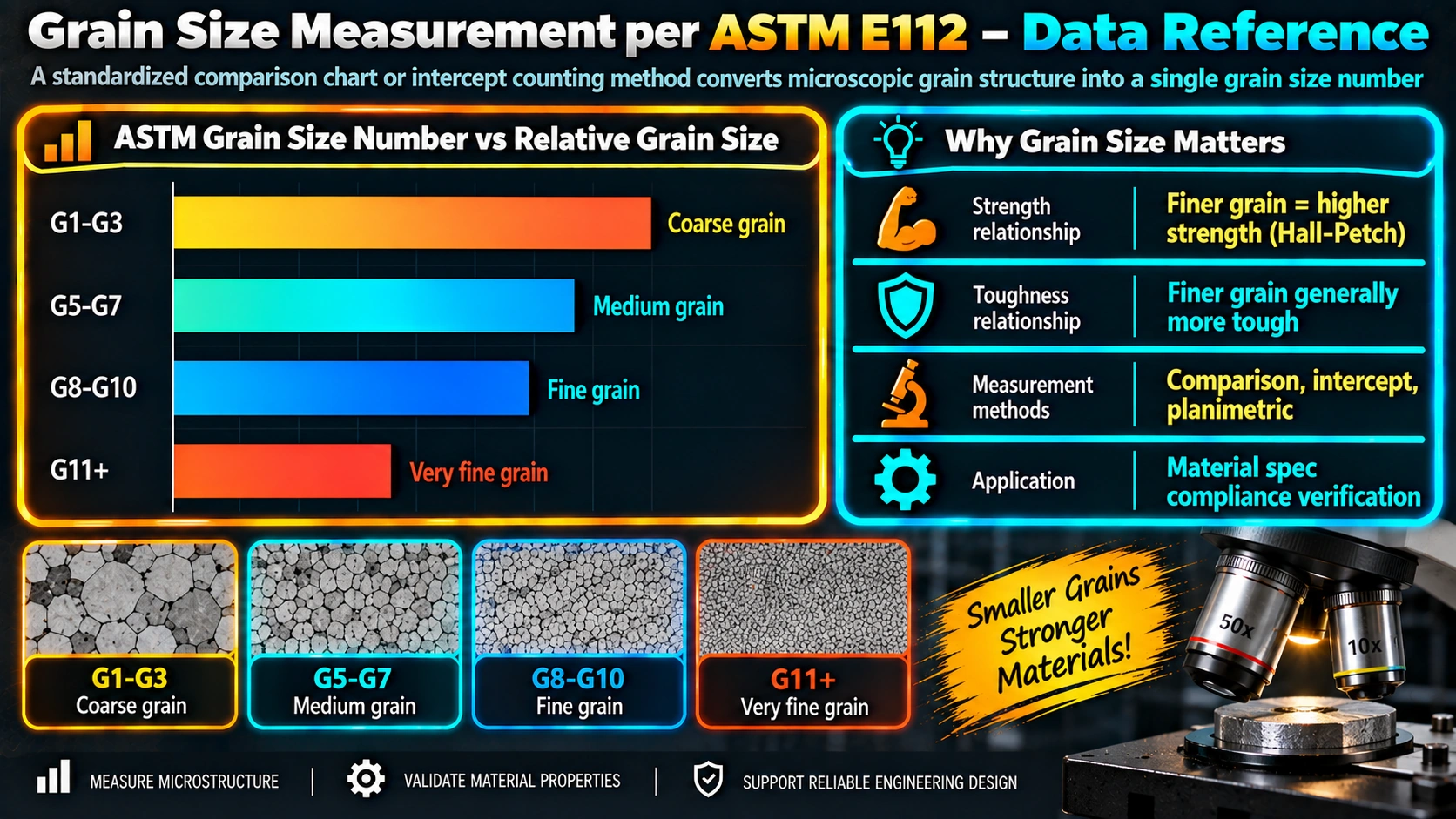 Grain Size Measurement per ASTM E112 — Data Reference