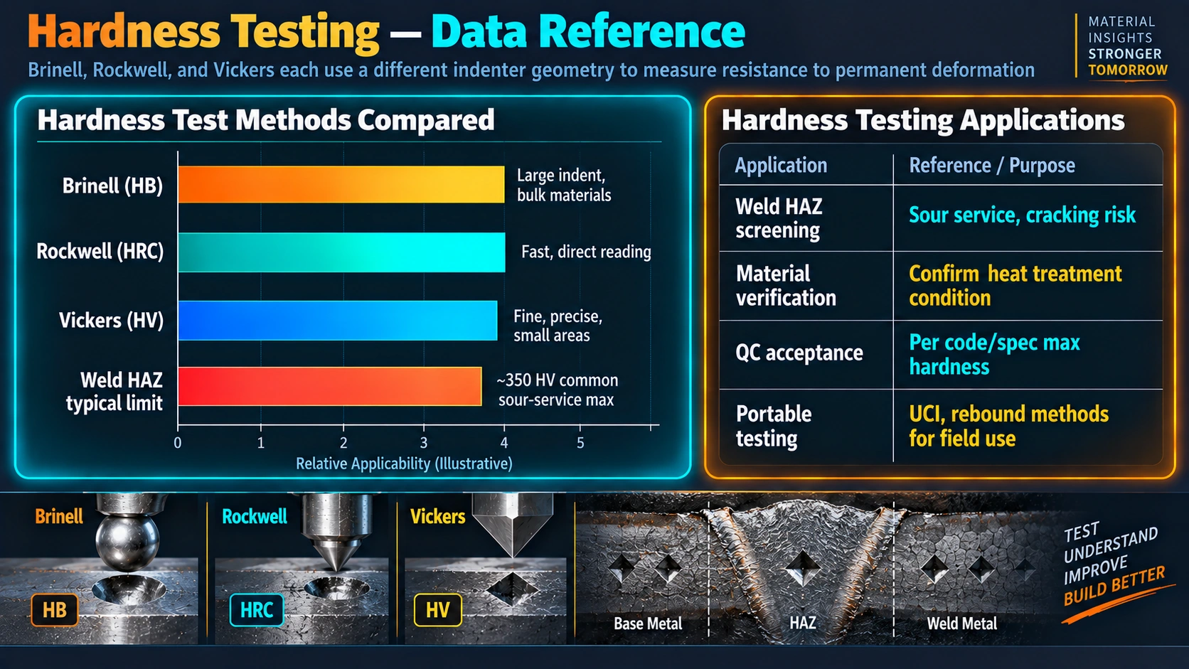 Hardness test methods compared and weld HAZ hardness testing applications