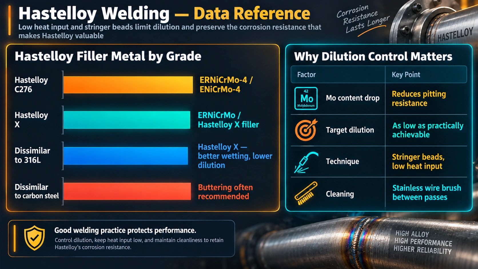 Hastelloy filler metal selection by grade and why dilution control matters
