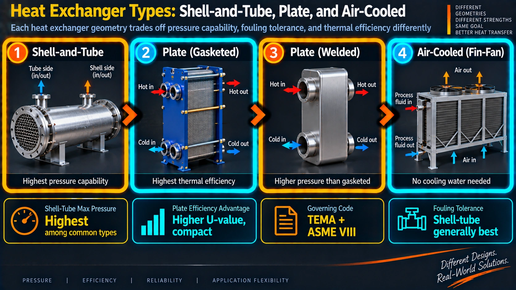 Heat exchanger type comparison and selection drivers by application