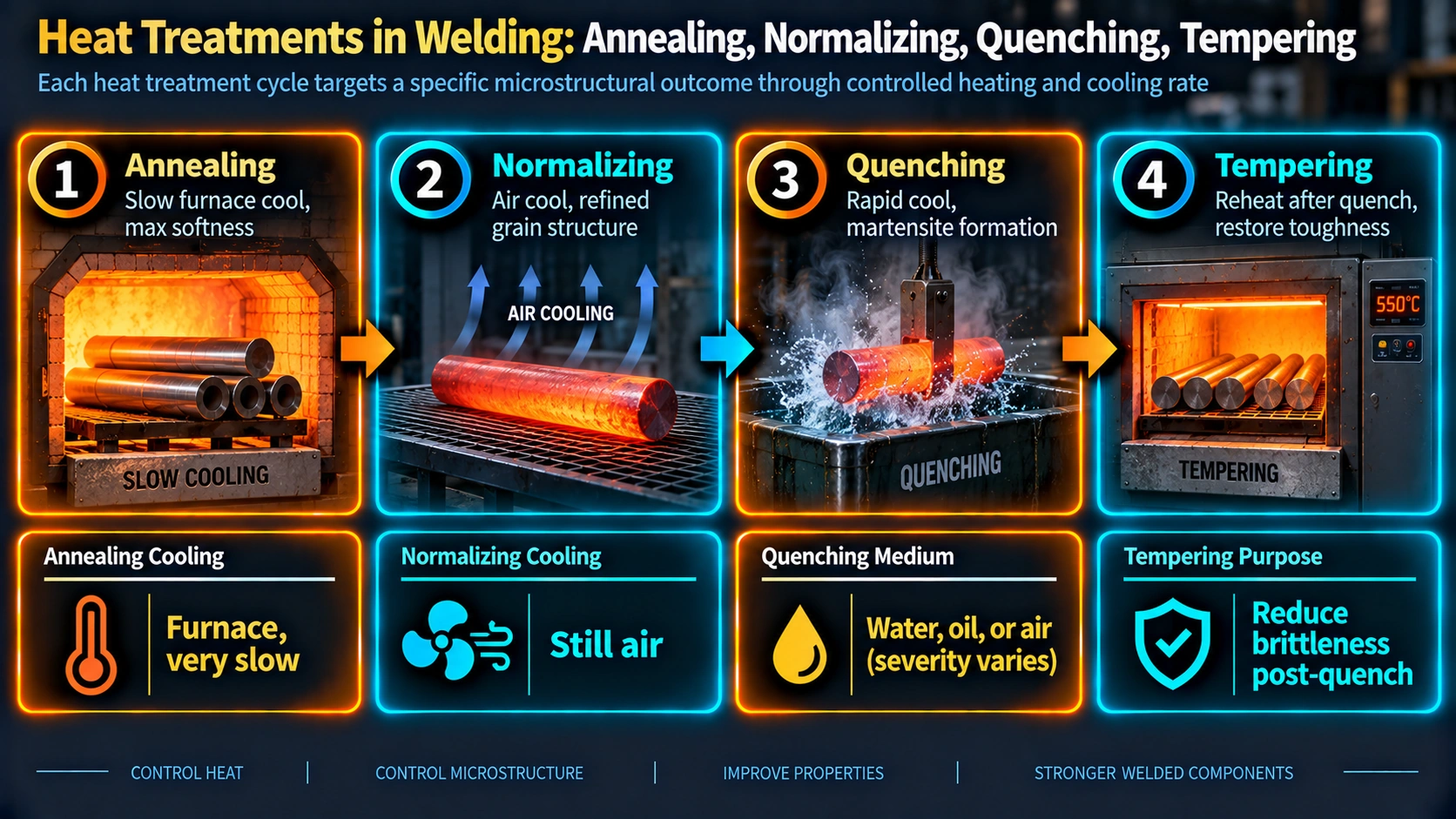 Heat treatment process overview: annealing, normalizing, quenching, and tempering