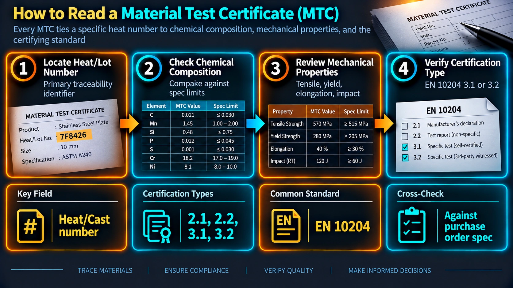 How to read a material test certificate step by step verification process