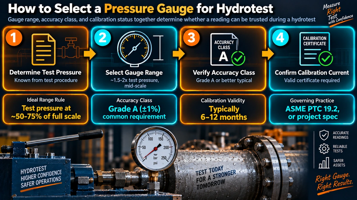 Pressure gauge selection process for hydrotest