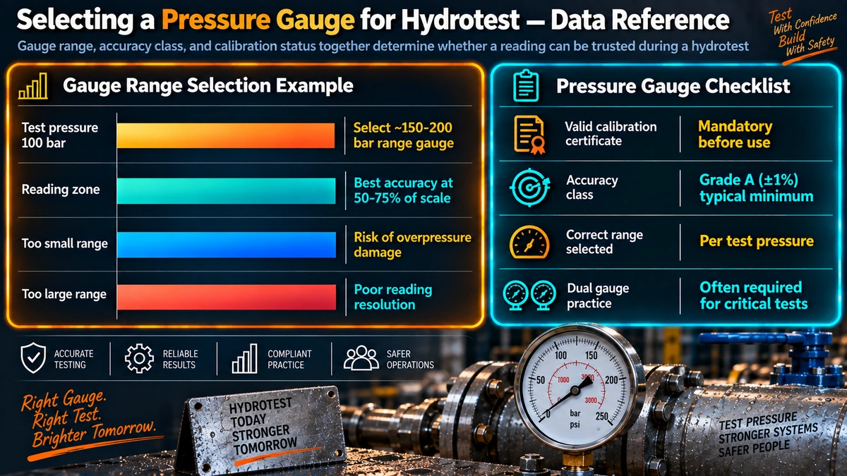 Pressure gauge range selection example and checklist